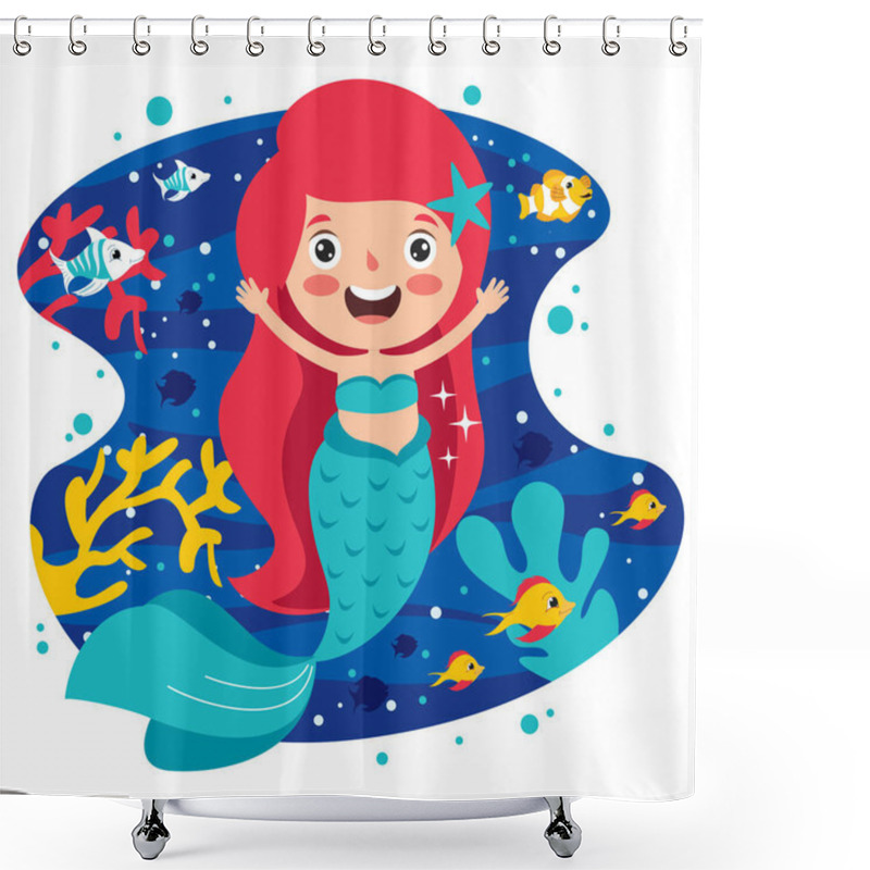 Personality  Cute Beautiful Mermaid Posing Shower Curtains