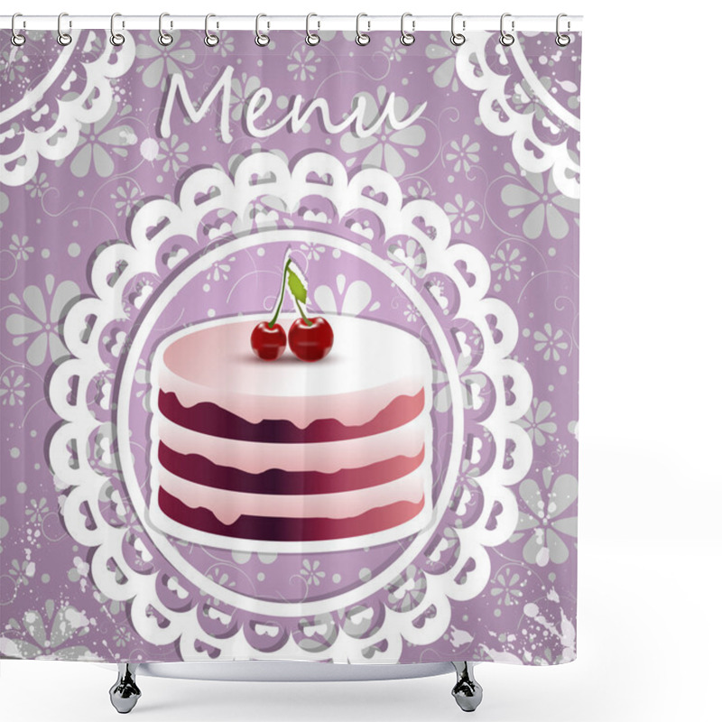 Personality  Yummy Cherry Cake. Vector Shower Curtains