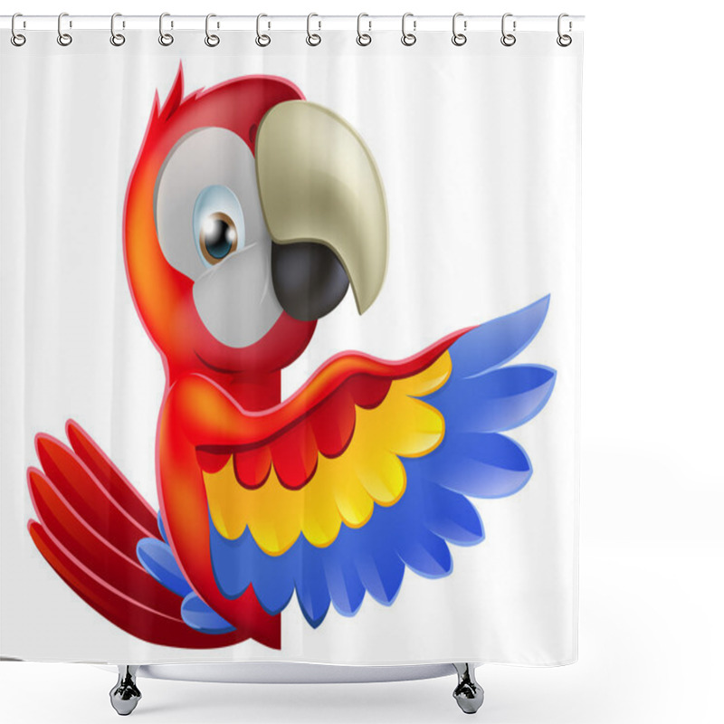 Personality  Red Pointing Cartoon Parrot Shower Curtains