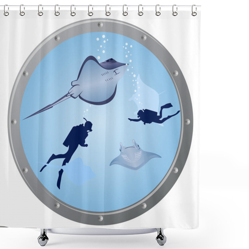 Personality  Divers And Stingrays Shower Curtains