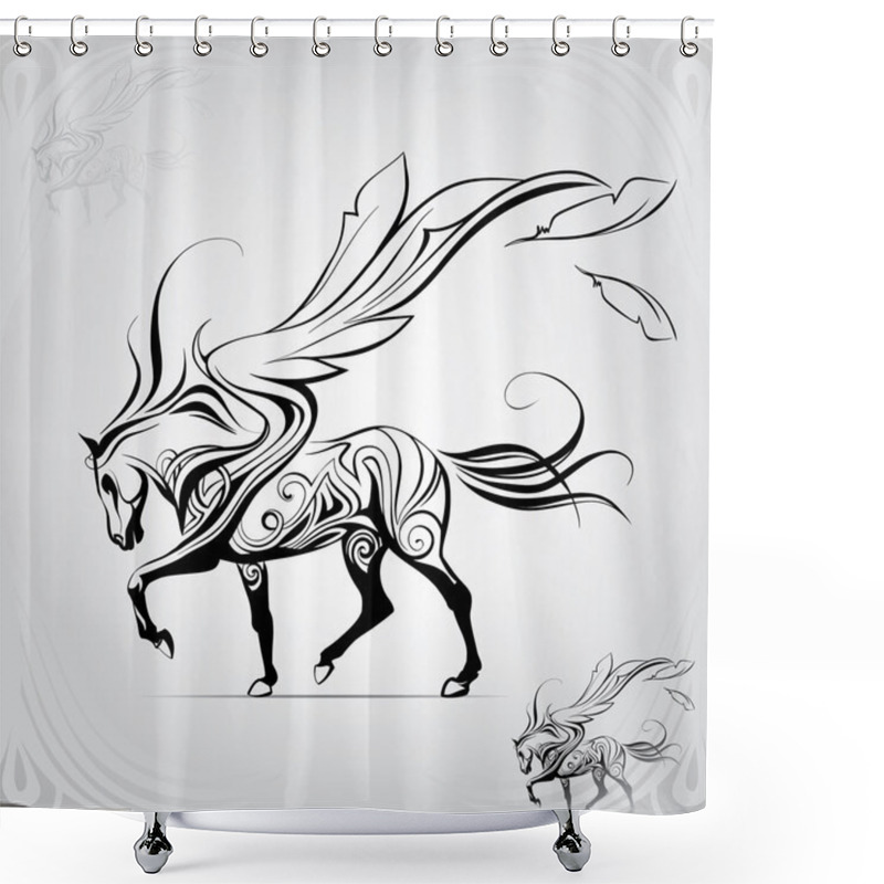 Personality  Pegasus Walking Against  Wind Shower Curtains