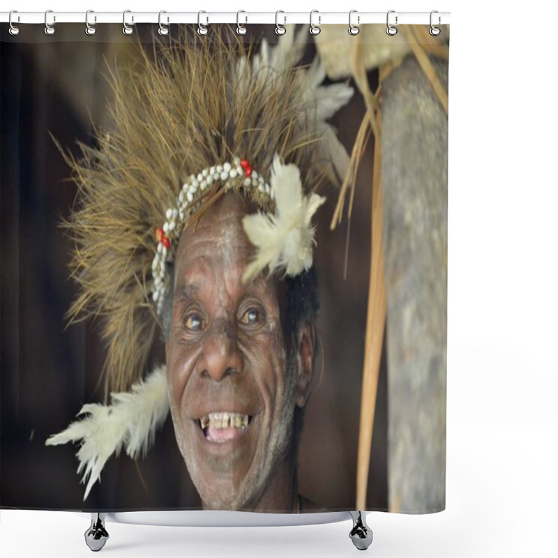 Personality  Smiling Man From The Tribe Of Asmat People Shower Curtains