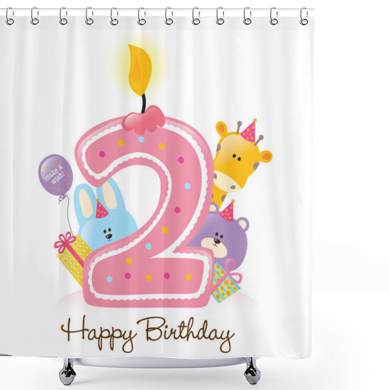 Personality  Happy Birthday Candle And Animals Shower Curtains