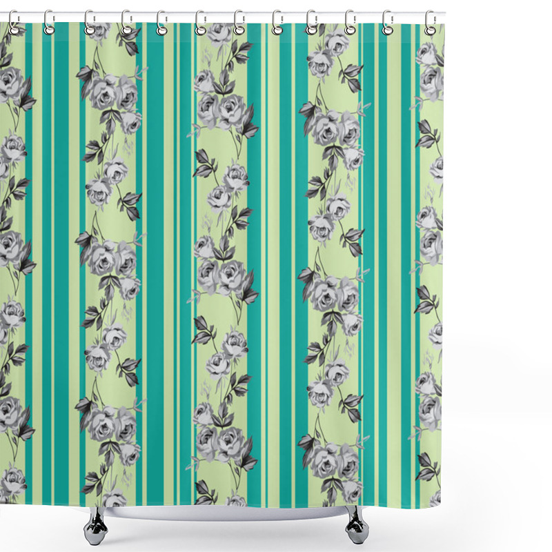 Personality  Roses And Stripes Shower Curtains