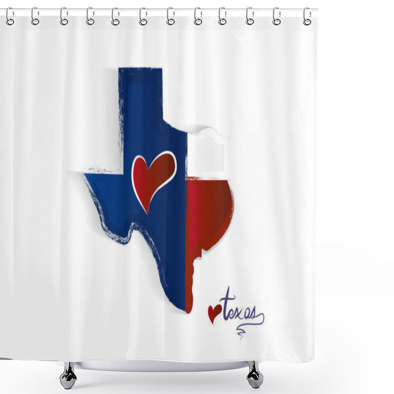 Personality  Texas Map Love Heart Logo Vector Illustration Design Shower Curtains