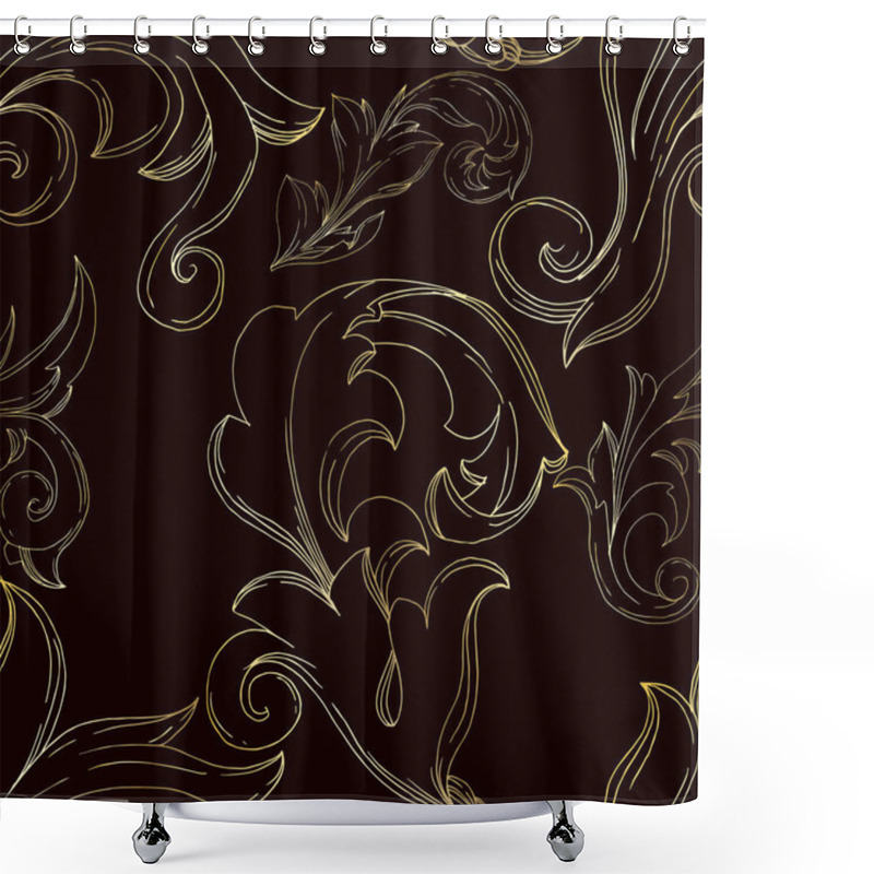 Personality  Vector Golden Monogram Floral Ornament. Black And White Engraved Ink Art. Seamless Background Pattern. Shower Curtains