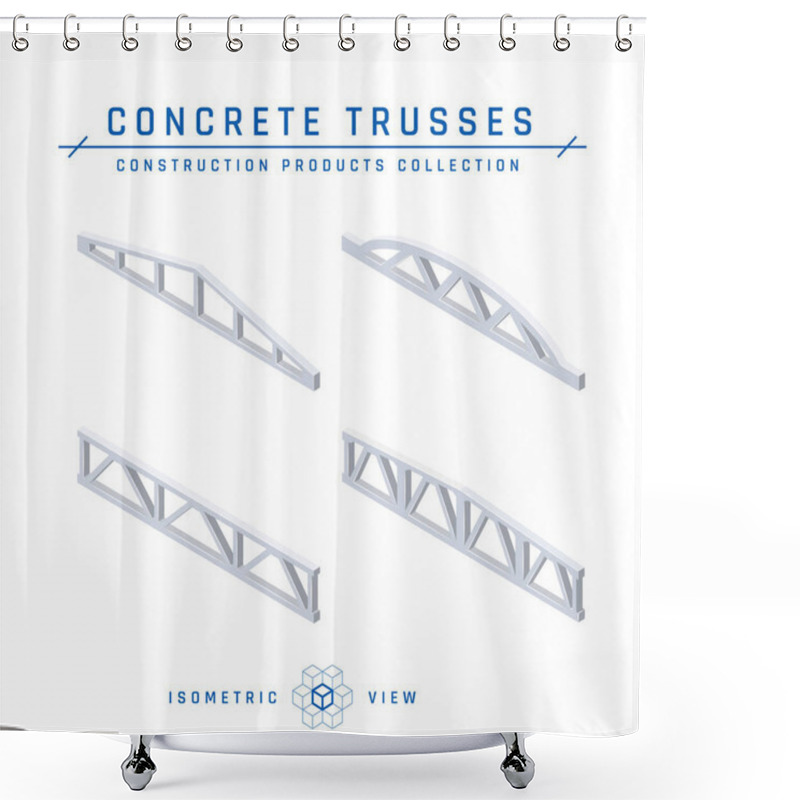 Personality  Concrete Trusses, Isometric View. Set Of Icons For Architectural Designs. Vector Illustration Isolated On A White Background In Flat Style. Construction Products Collection. Shower Curtains