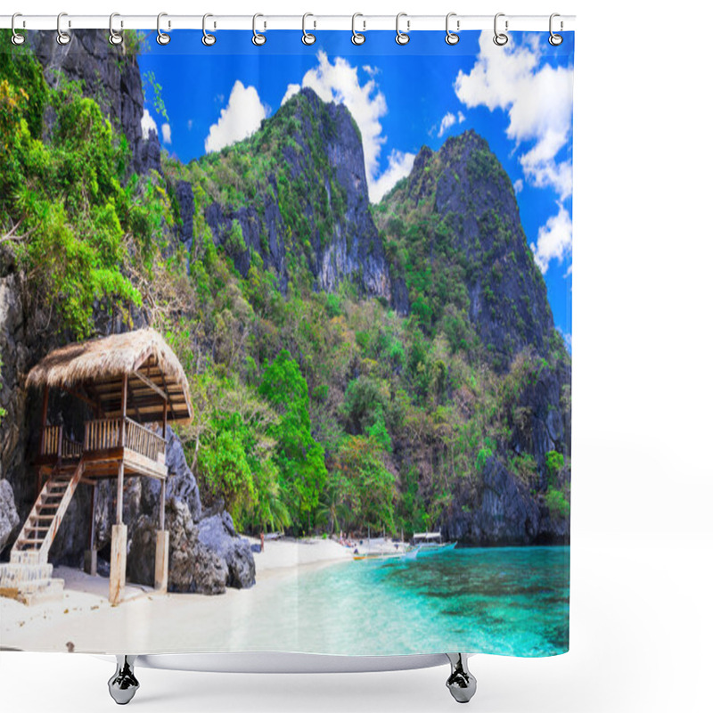 Personality  Tropical Solitude -  White Sandy Beaches Of Philippines, El Nido Shower Curtains