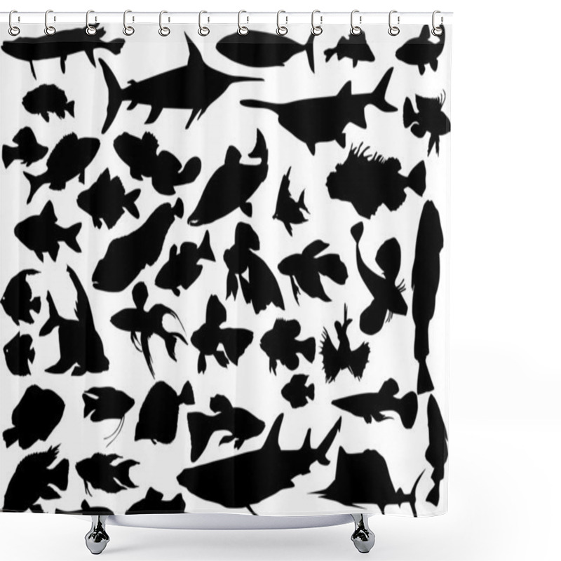 Personality  Fish Silhouettes Large Collection Shower Curtains