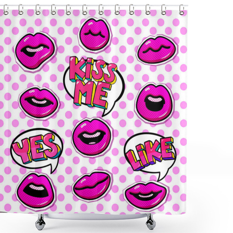 Personality  Set Of Pop Art Icons With Lips. Shower Curtains