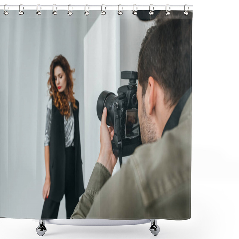 Personality  Professional Photographer And Model Shower Curtains