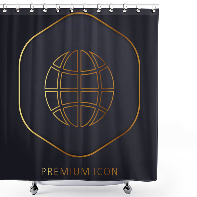 Personality  Black Earth Circle With Thin Grid Golden Line Premium Logo Or Icon Shower Curtains