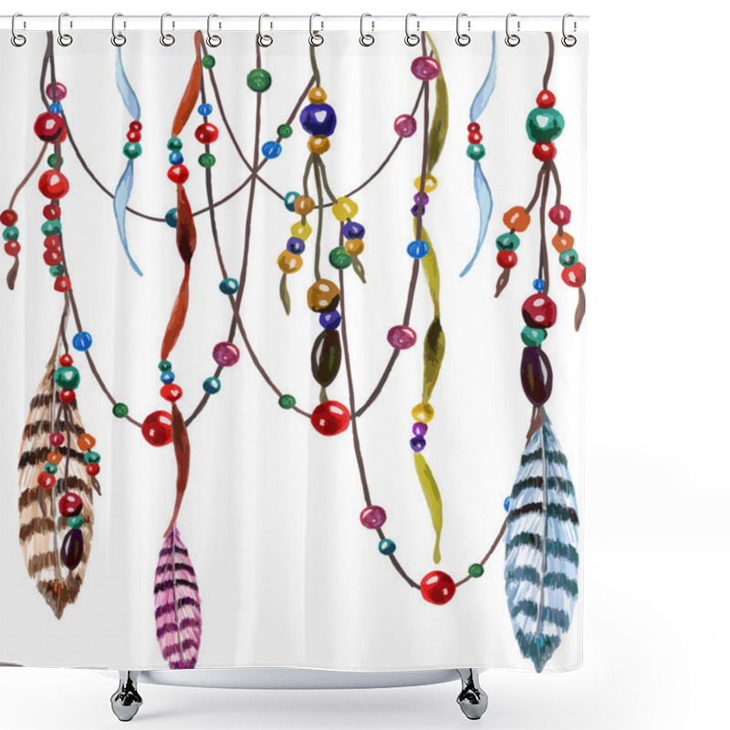 Personality  Feathers And Beads Pattern. Shower Curtains