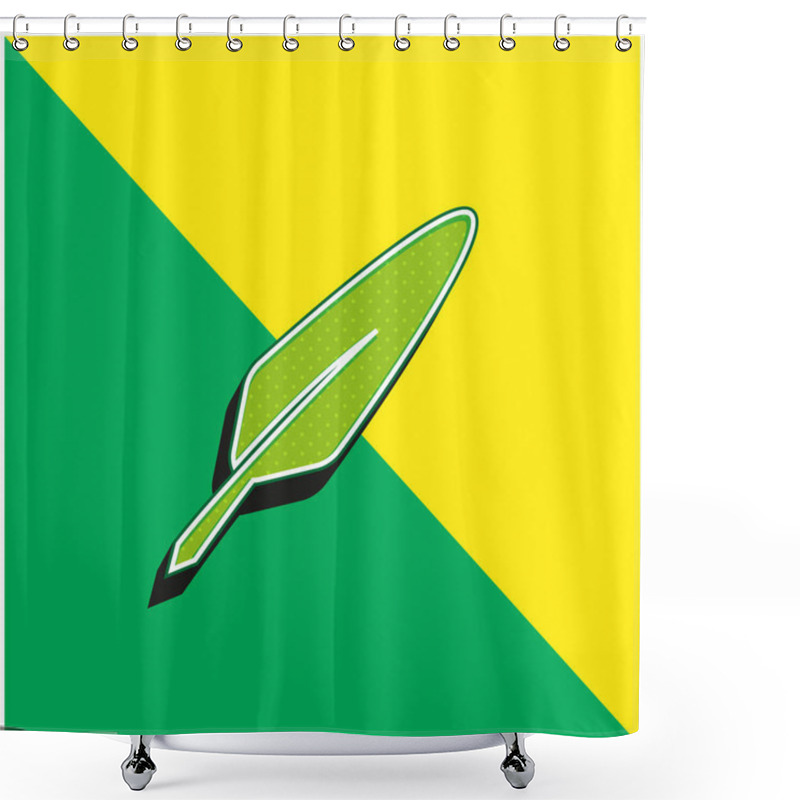 Personality  Bird Feather Green And Yellow Modern 3d Vector Icon Logo Shower Curtains