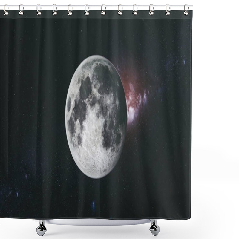 Personality  Moon Orbit Floodlight Surface Milky Way Background Shower Curtains