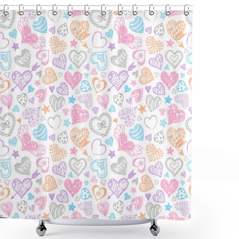 Personality  Pattern With Hearts. Shower Curtains