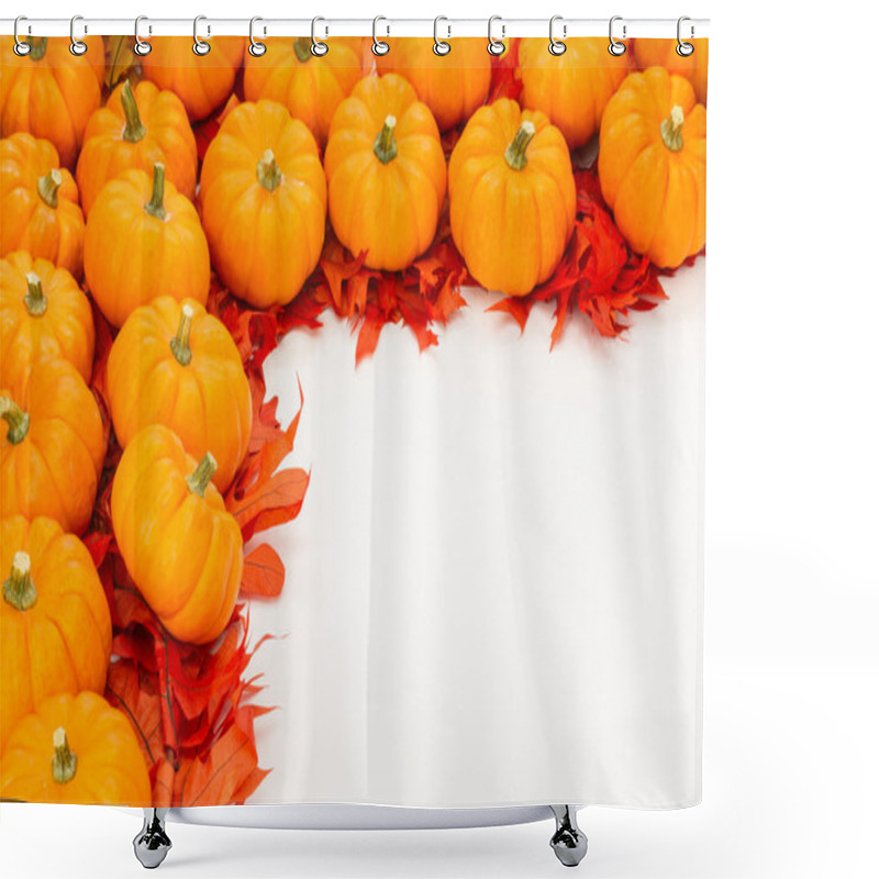 Personality  Fall Border Of Small Pumpkins Shower Curtains