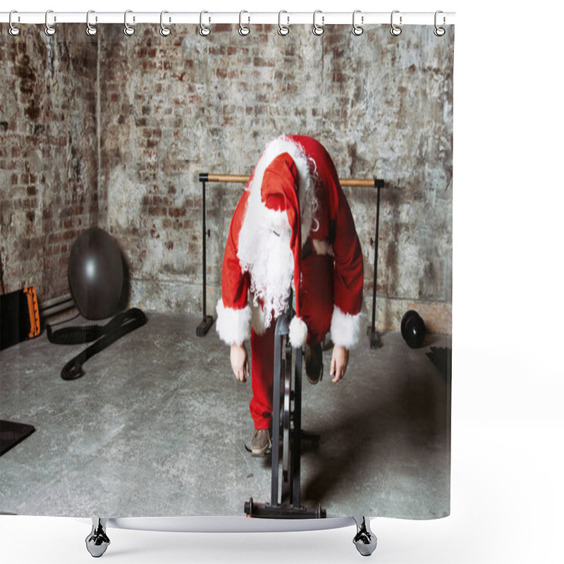 Personality  Fitness. Funny Santa Claus And Gym. Shower Curtains