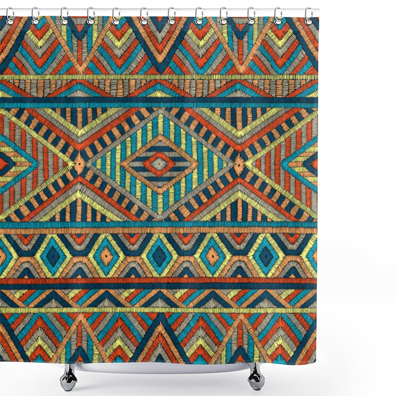 Personality  Embroidered Seamless Geometric Pattern. Ornament For The Carpet. Shower Curtains