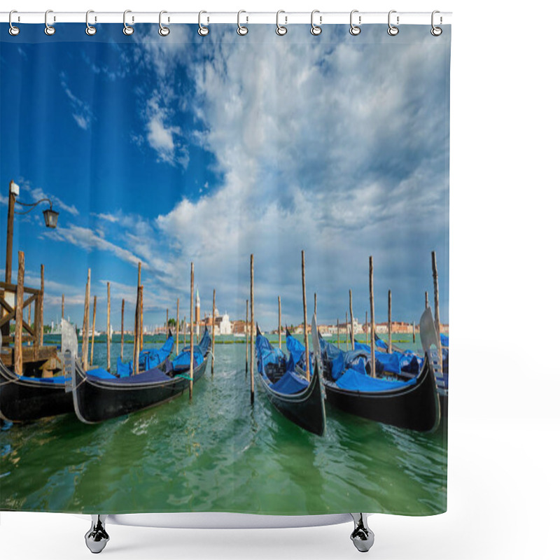 Personality  Gondolas And In Lagoon Of Venice By San Marco Square. Venice, Italy Shower Curtains