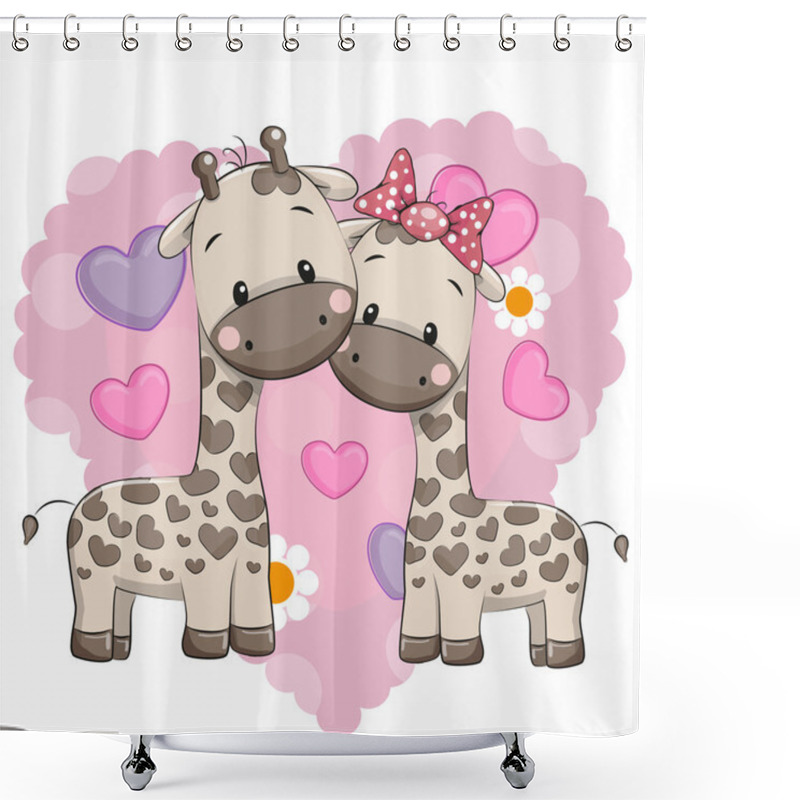 Personality  Two Cute Giraffes Shower Curtains