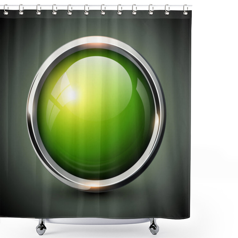 Personality  Green Shiny Button Shower Curtains