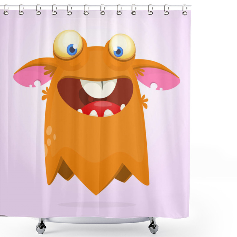 Personality  Cartoon Orange Monster Character. Vector Illustration Shower Curtains