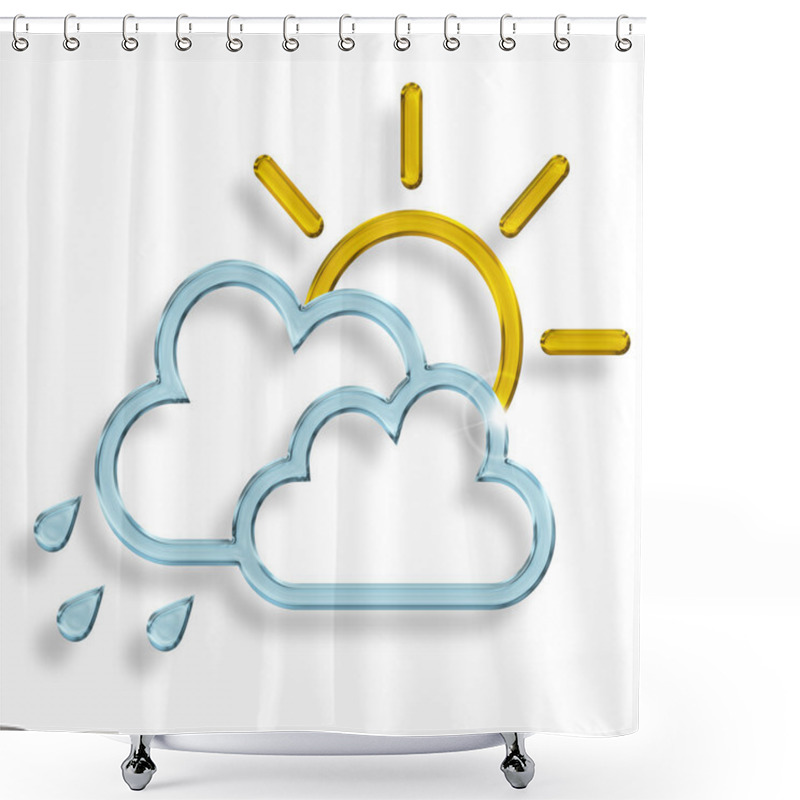 Personality  Sun With Two Blue Clouds With Raindrops Shower Curtains