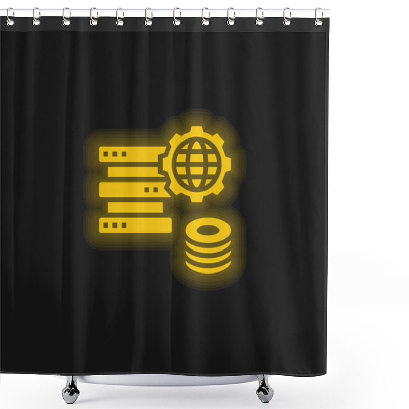 Personality  Big Data Yellow Glowing Neon Icon Shower Curtains