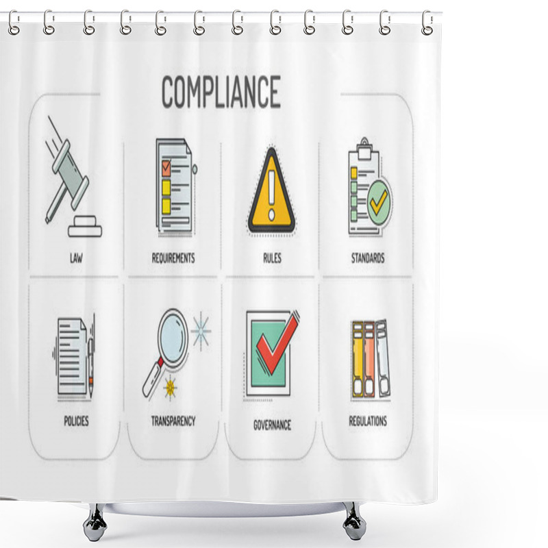 Personality  COMPLIANCE - Line Icon Concept Shower Curtains