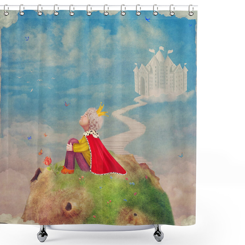 Personality  The Little Prince  On A Planet  In Beautiful  Sky ,illustration Art Shower Curtains