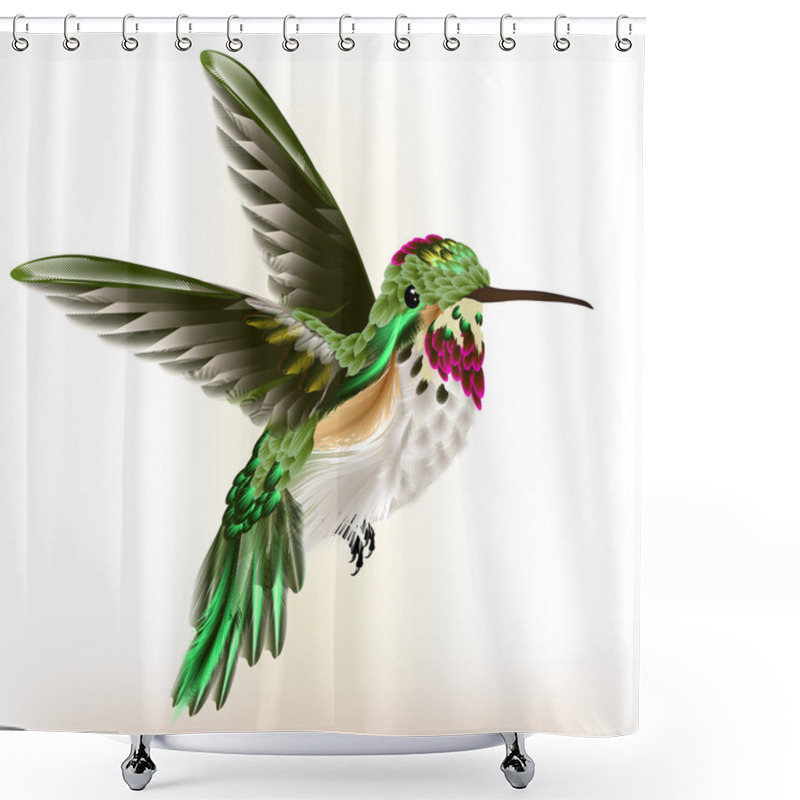 Personality  Beautiful Detailed  Hummingbird In Fly Shower Curtains