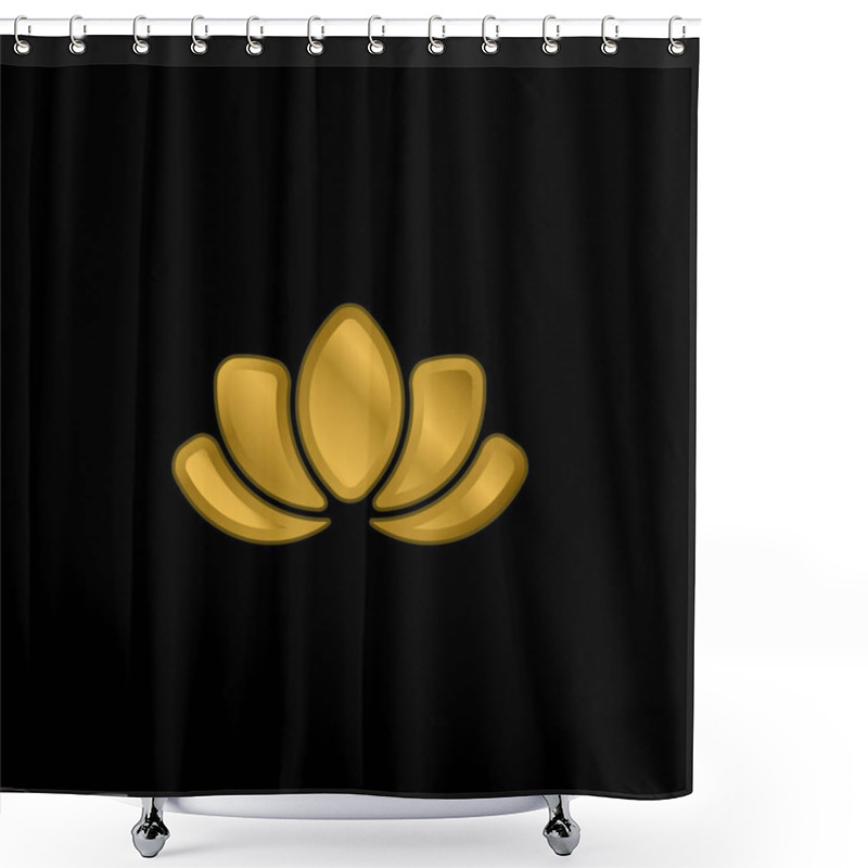 Personality  Beautiful Lotus Flower Gold Plated Metalic Icon Or Logo Vector Shower Curtains