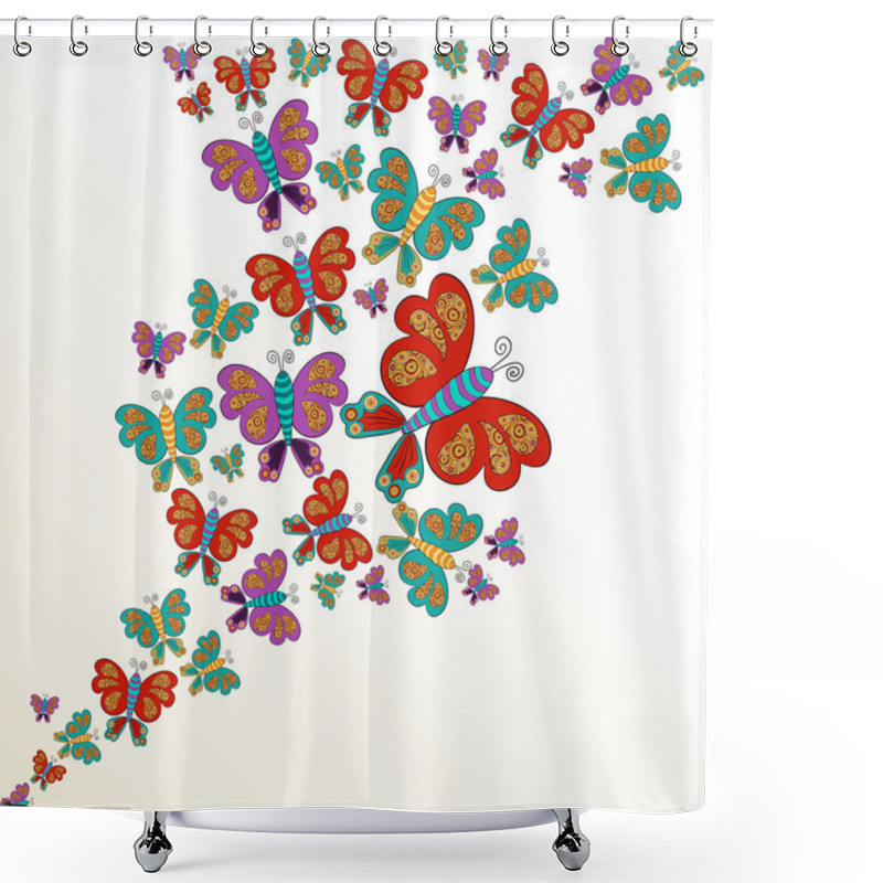 Personality  Spring Butterfly Splash Shower Curtains