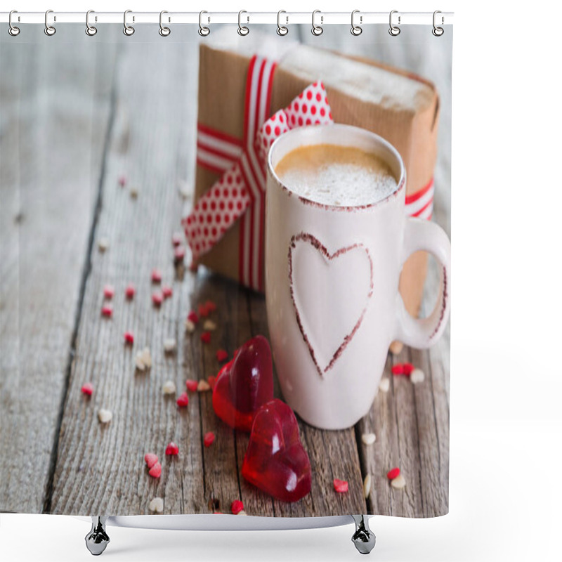 Personality  Valentines Day Concept - Heart Shaped Sweets On Rustic Background Shower Curtains