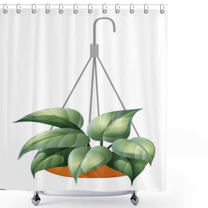 Personality  A Hanging Green Plant Shower Curtains