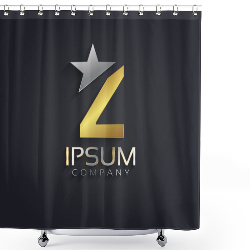 Personality  Elegant Alphabet Symbol With Star Element  Letter Z Shower Curtains