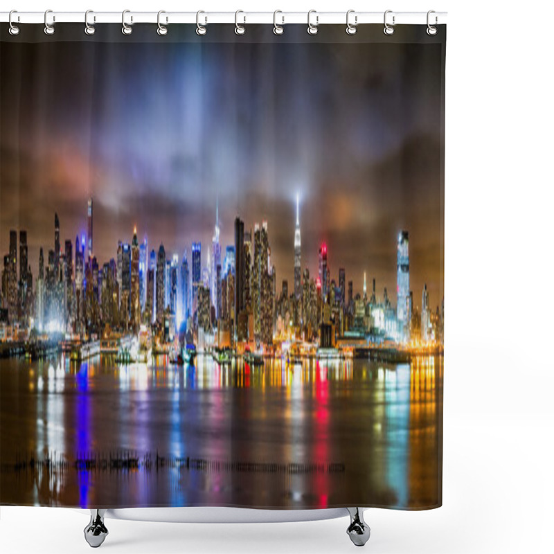 Personality  New York City Panorama On A Cloudy Night Shower Curtains