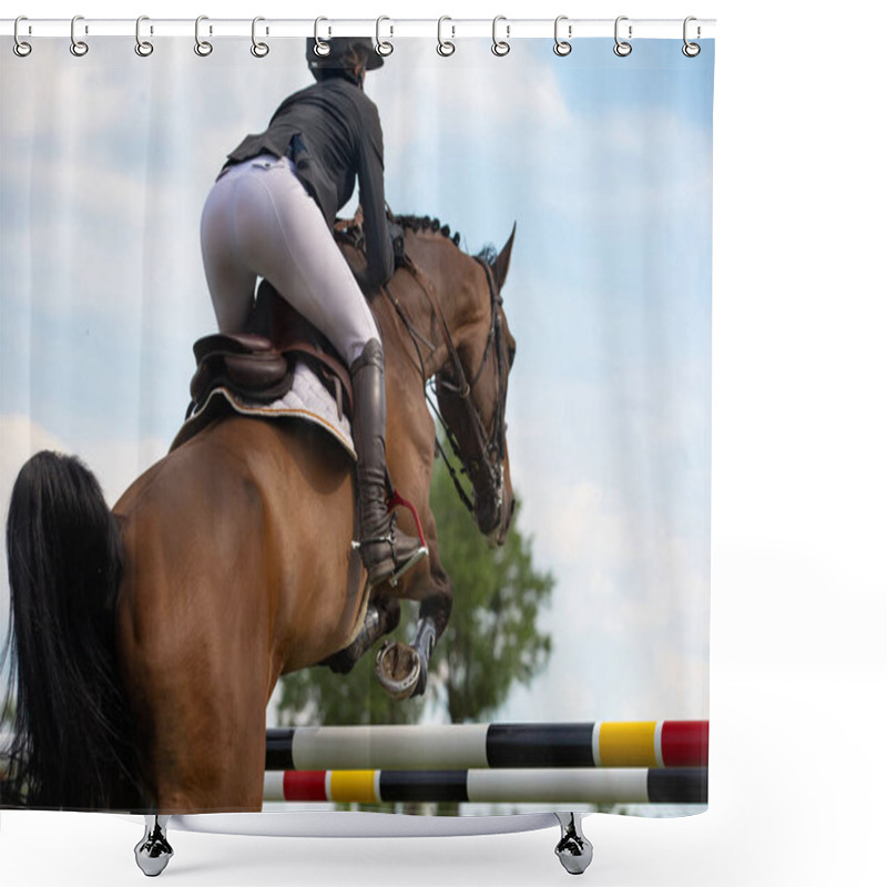 Personality  Horse Jumping, Equestrian Sports, Show Jumping Themed Photo. Shower Curtains