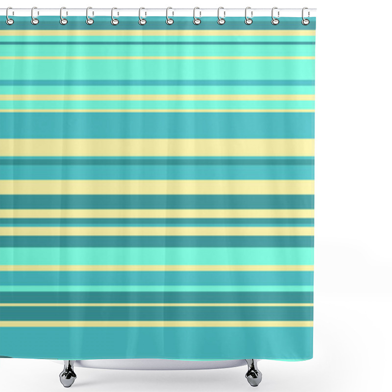 Personality  Vibrant Horizontal Stripes In Teal And Pale Yellow Create A Cheerful, Summery Pattern. Perfect For Website Backgrounds, Textile Designs, Or Any Project Needing A Fresh, Clean Aesthetic. Shower Curtains