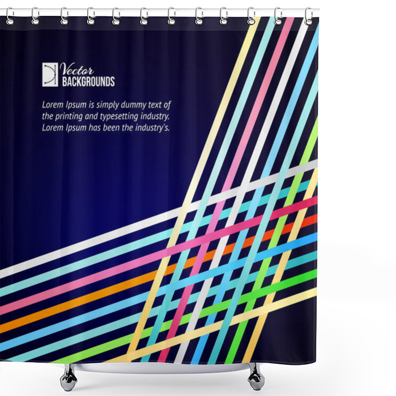 Personality  Rainbow Lines Over Blue Background. Shower Curtains