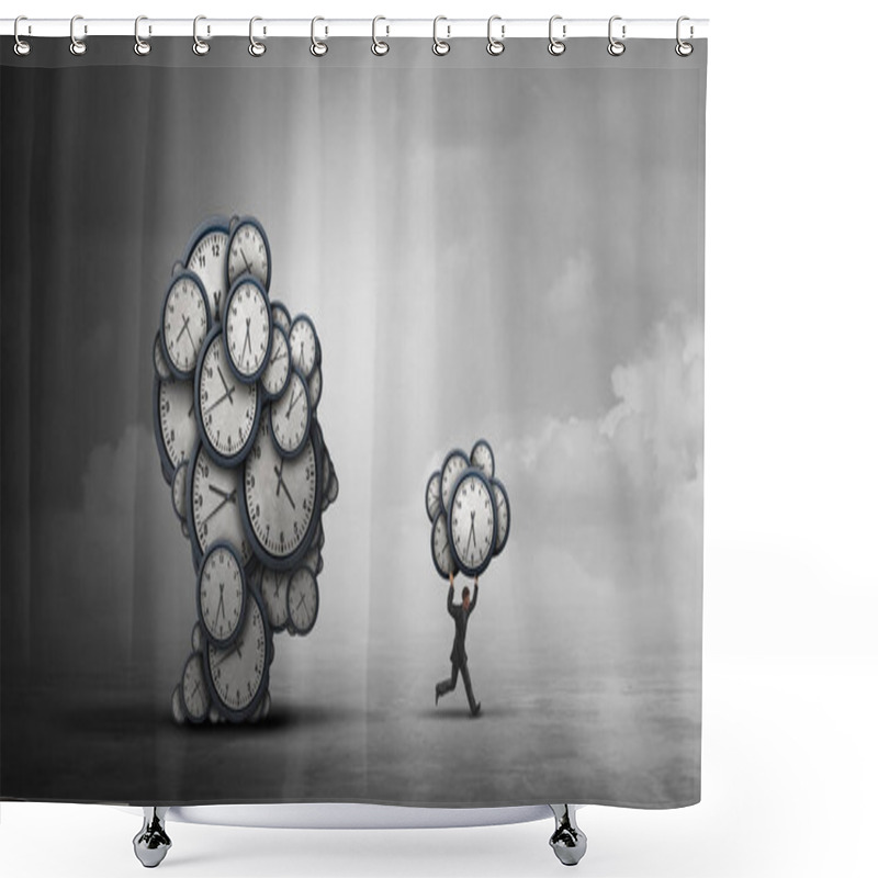 Personality  Stealing Time Or Time Theft As An Employee Getting Pay For Work Not Done Also As An Idea For Procrastination Or Procrastinate Psychology With 3D Illustration Elements. Shower Curtains