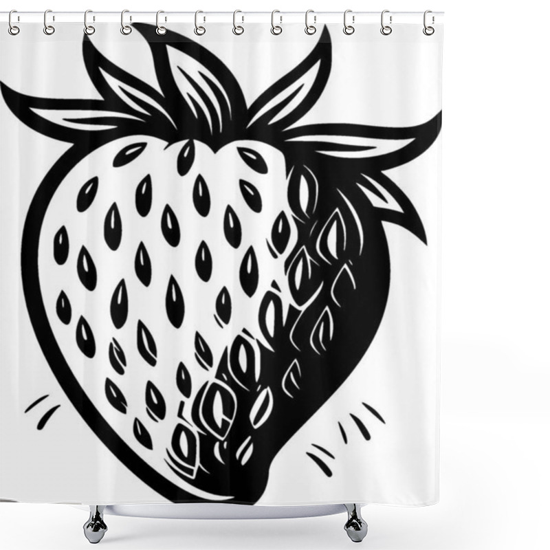 Personality  Strawberry - Black And White Vector Illustration Shower Curtains