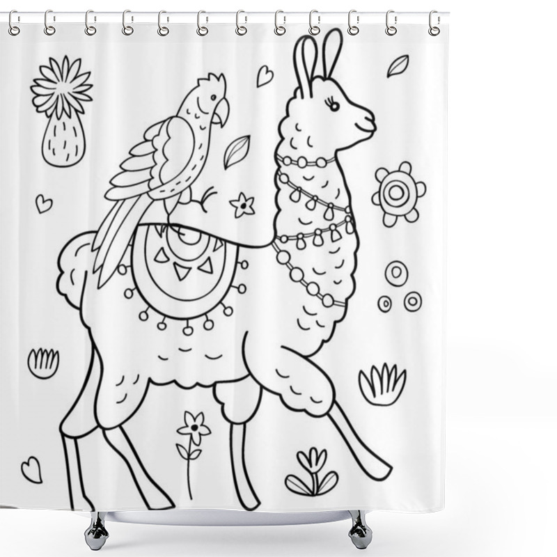 Personality  LLama And Parrot Shower Curtains