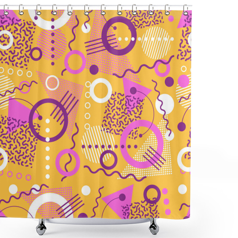 Personality  Retro Seamless 1980s Inspired Memphis Pattern Background. Vector Illustration Shower Curtains