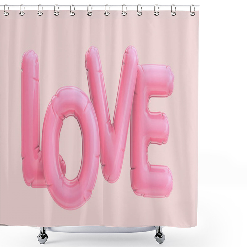 Personality  3d Render Baby Pink Balloon LOVE Phrase On Pink Background Shower Curtains