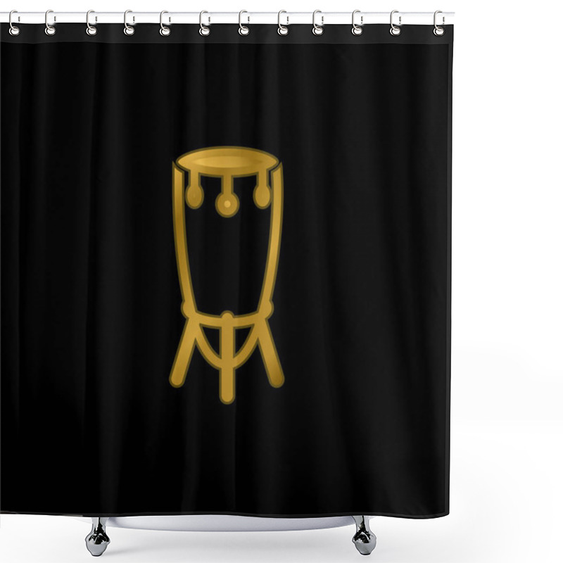 Personality  African Tall Drum With Stand Gold Plated Metalic Icon Or Logo Vector Shower Curtains