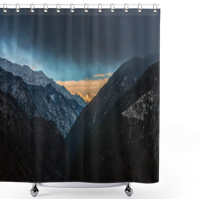 Personality  Sunset View From Mountaintop In Himalayas In India Shower Curtains