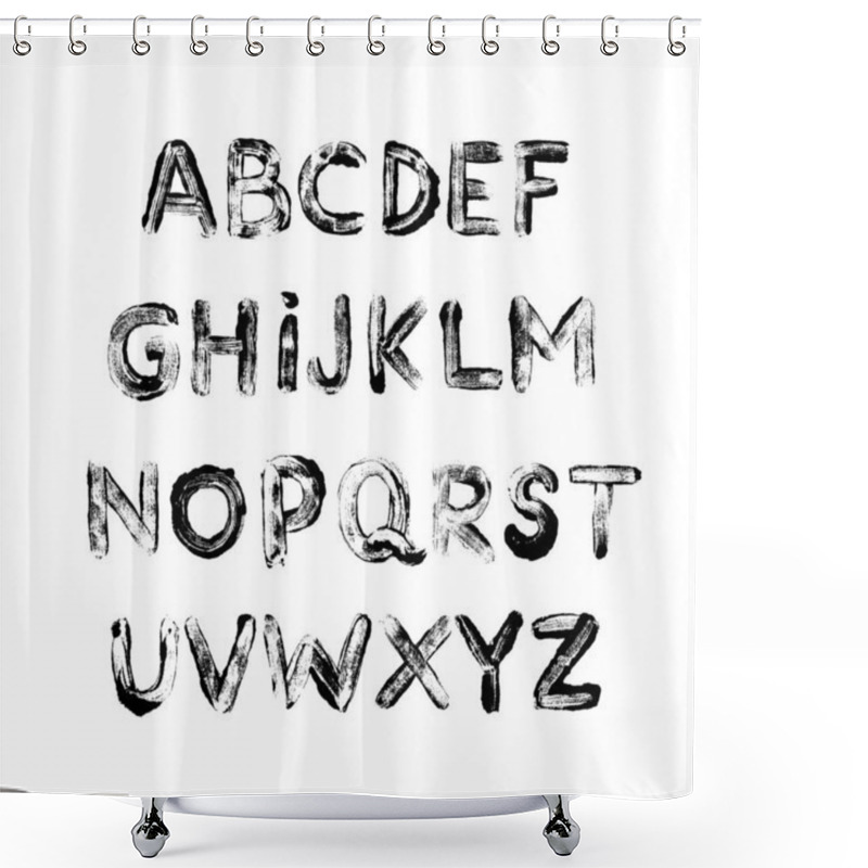 Personality  Alphabet Grunge Letters Collection. Vector Grunge Textured Font. Hand Drawn Typography Ink Elements.  Shower Curtains