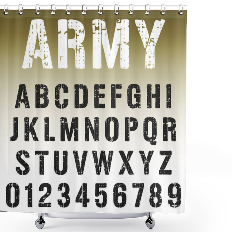 Personality  Alphabet Font Army Stamp Design Shower Curtains